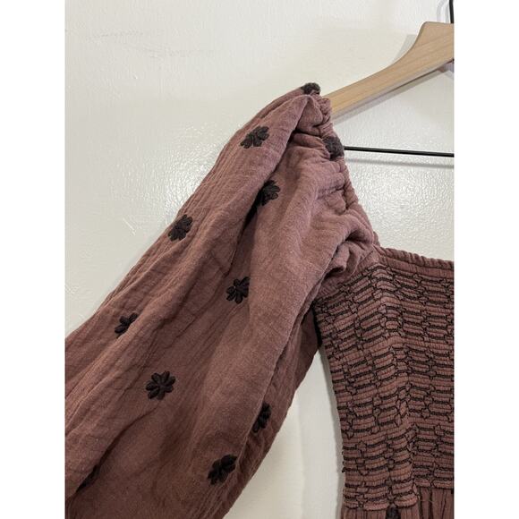 Free People Dahlia Embroidery Maxi Dress XS Gauze Boho Cottagecore Prairie Fairy - Picture 4 of 16